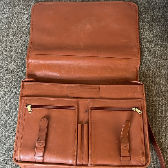 Genuine Leather Messenger Briefcase Crossbody Laptop Shoulder Strap Bag Vintage - Picture 4 of 16